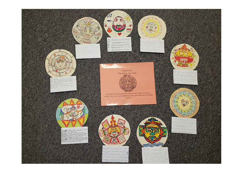 Mrs. Smith's HUMA 2323 (Students in Mrs. Smith's World Cultures course (HUMA 2323) complete projects to learn about the Aztec Sun God (Levelland and Reese Center Campuses).World Cultures) projects