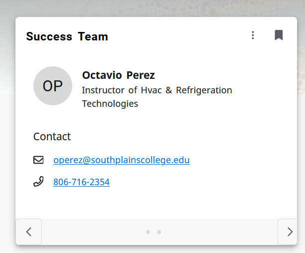 MySPC Success Team Card Example